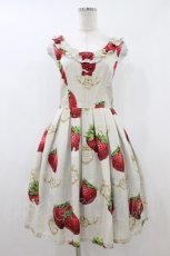 画像1: Emily Temple cute / Creamy Strawberryノースリーブワンピース  ライトグレー H-26-07-22-041-ET-OP-AK-ZH (1)