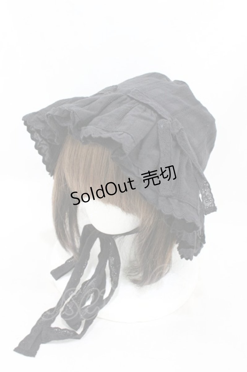 画像1: Candy Stripper / BABY FRILL HAT  BLACK H-26-07-22-002-PU-AC-AK-ZH (1)
