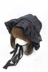 画像1: Candy Stripper / BABY FRILL HAT  BLACK H-26-07-22-002-PU-AC-AK-ZH (1)