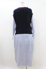 画像2: Jane Marple Dans Le Salon / Tilden vest and stripe trompe-l'oeil dress  ネイビー×ブルー H-26-07-24-039-JM-OP-KB-ZH (2)