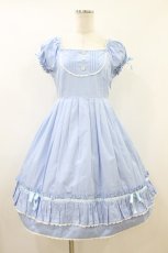 画像1: metamorphose / ハイウエストリボンワンピース(無地) Free サックス H-26-07-24-1030-ME-OP-NS-ZH (1)
