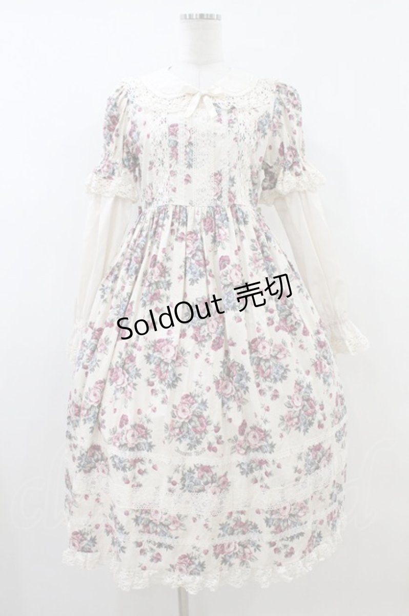 画像1: Innocent World / 薔薇と苺のドールワンピース M ミルクティ×生成 H-26-07-24-1032-IW-OP-NS-ZH (1)