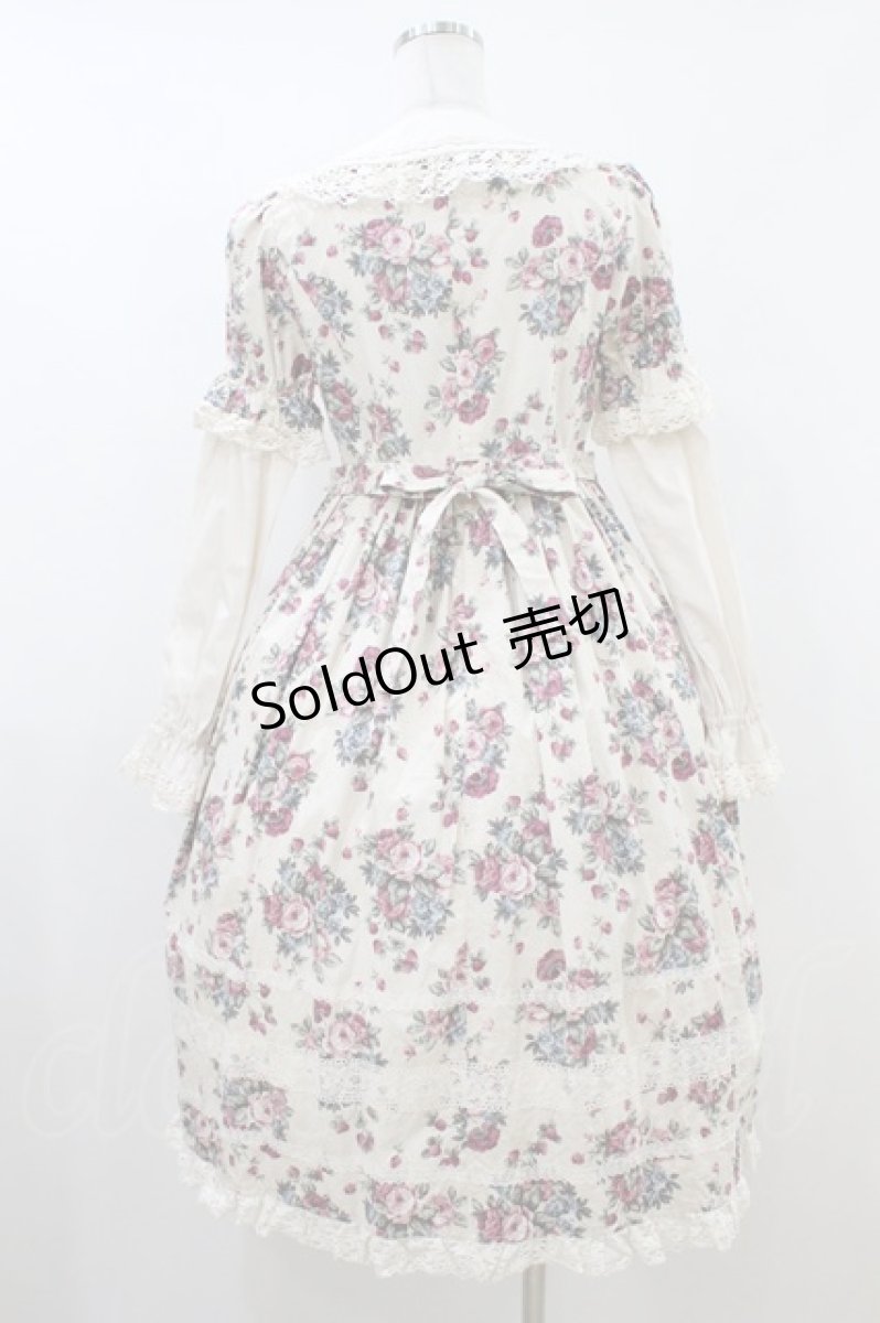 画像2: Innocent World / 薔薇と苺のドールワンピース M ミルクティ×生成 H-26-07-24-1032-IW-OP-NS-ZH (2)