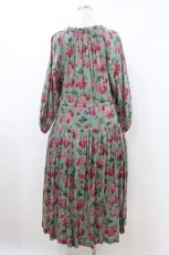 画像2: Jane Marple Dans Le Salon / Winter cherries drawstring dress  グリーン H-26-07-24-014-JM-OP-KB-ZH (2)
