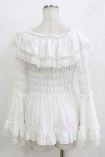 画像3: ATELIER PIERROT / オフショルダーシャーリングブラウス  ホワイト H-26-07-25-026-EL-BL-KB-ZH (3)
