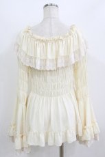 画像3: ATELIER PIERROT / レースシャーリング姫袖ブラウス  アイボリー H-26-07-25-027-EL-BL-KB-ZH (3)
