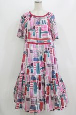 画像1: Jane Marple Dans Le Salon / Constructed stripes surf dress M ピンク H-26-07-25-004-JM-OP-KB-ZH (1)