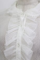 画像3: Emily Temple cute / ドットチュールブラウス M 白 H-26-07-25-031-ET-BL-NS-ZH (3)