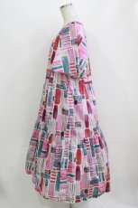 画像2: Jane Marple Dans Le Salon / Constructed stripes surf dress M ピンク H-26-07-25-004-JM-OP-KB-ZH (2)