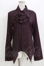 画像1: BPN FOR MEN / ジャボ付ストライプブラウス M ボルドー H-26-07-25-036-GO-BL-KB-ZH (1)