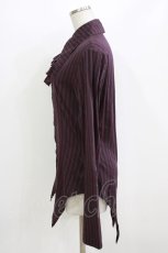 画像2: BPN FOR MEN / ジャボ付ストライプブラウス M ボルドー H-26-07-25-036-GO-BL-KB-ZH (2)