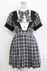 画像1: DearMyLove / アイドルレースリボンワンピース M ブラックチェック H-26-07-25-1031-GO-OP-NS-ZH (1)