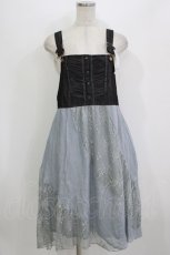 画像1: axes femme / デニムドッキングロングワンピース M ブラック/ブルー H-26-07-25-1039-AX-OP-NS-ZH (1)