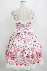 画像3: Angelic Pretty / Strawberry Cake Partyシャーリングジャンパースカート Free シロ H-26-07-25-1004-AP-OP-NS-ZH (3)
