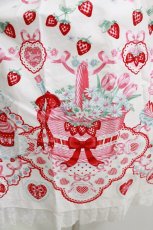 画像4: Angelic Pretty / Strawberry Cake Partyシャーリングジャンパースカート Free シロ H-26-07-25-1004-AP-OP-NS-ZH (4)
