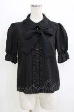 画像1: DearMyLove / フリル半袖ブラウス M ブラック H-26-07-25-1055-GO-BL-NS-ZH (1)
