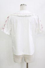 画像3: Chalmiere / 袖レースアップブラウス M 白/ピンク H-26-07-25-1058-AX-BL-NS-ZH (3)