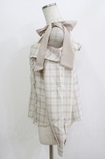 画像2: axes femme / チェックオフショルリボンプルオーバー F ベージュ H-26-07-25-1059-AX-TO-NS-ZH (2)