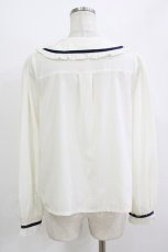 画像3: axes femme POETIQUE / 釦デザインフリルブラウス M オフ/ネイビー H-26-07-25-1061-AX-TO-NS-ZH (3)