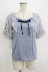 画像1: axes femme POETIQUE / ヒマワリ刺繍フリルカットプルオーバー M ブルー H-26-07-25-1066-AX-TO-NS-ZH (1)