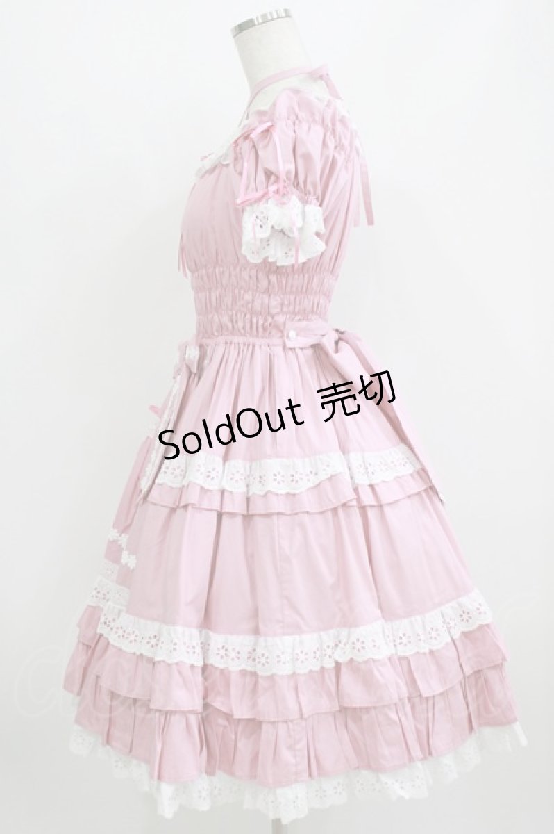 画像2: Angelic Pretty / お花レースフリルシャーリングワンピース Free 濃ピンク H-26-07-25-1007-AP-OP-NS-ZH (2)