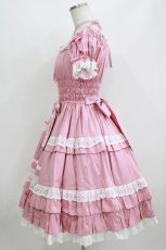 画像2: Angelic Pretty / お花レースフリルシャーリングワンピース Free 濃ピンク H-26-07-25-1007-AP-OP-NS-ZH (2)