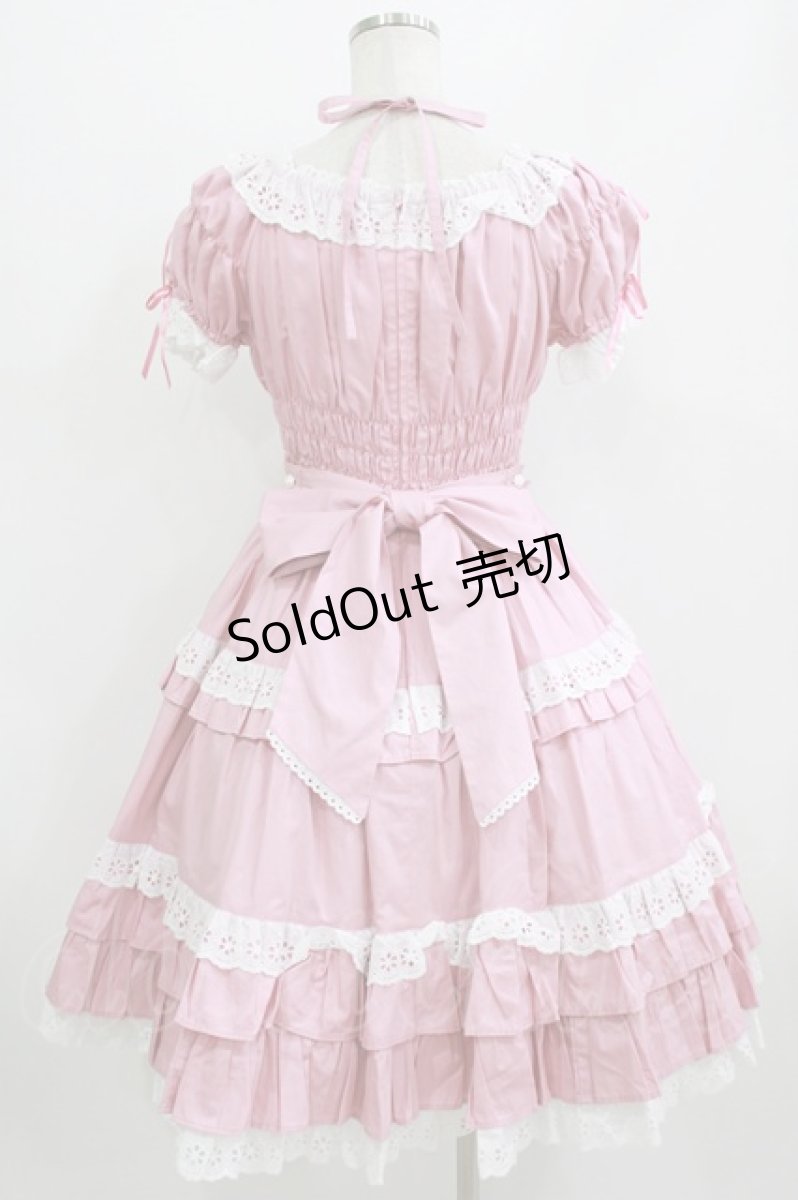 画像3: Angelic Pretty / お花レースフリルシャーリングワンピース Free 濃ピンク H-26-07-25-1007-AP-OP-NS-ZH (3)