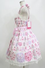 画像2: Angelic Pretty / Happy Cakesシャーリングジャンパースカート Free シロ H-26-07-25-1008-AP-OP-NS-ZH (2)