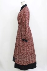 画像2: axes femme POETIQUE / レトロバイカラーワンピース M ワイン H-26-07-25-1015-AX-OP-NS-ZH (2)