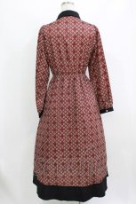 画像3: axes femme POETIQUE / レトロバイカラーワンピース M ワイン H-26-07-25-1015-AX-OP-NS-ZH (3)