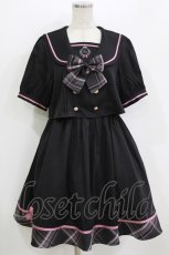 画像1: Amavel / Chouchou Checkセットアップ風セーラーワンピース Free ブラック H-26-07-25-1024-CA-OP-NS-ZH (1)