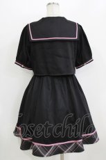 画像3: Amavel / Chouchou Checkセットアップ風セーラーワンピース Free ブラック H-26-07-25-1024-CA-OP-NS-ZH (3)