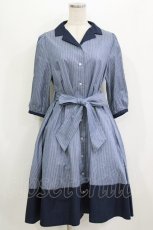 画像1: axes femme / バイカラーシャツワンピース M ネイビー H-26-07-25-1025-AX-BL-NS-ZH (1)