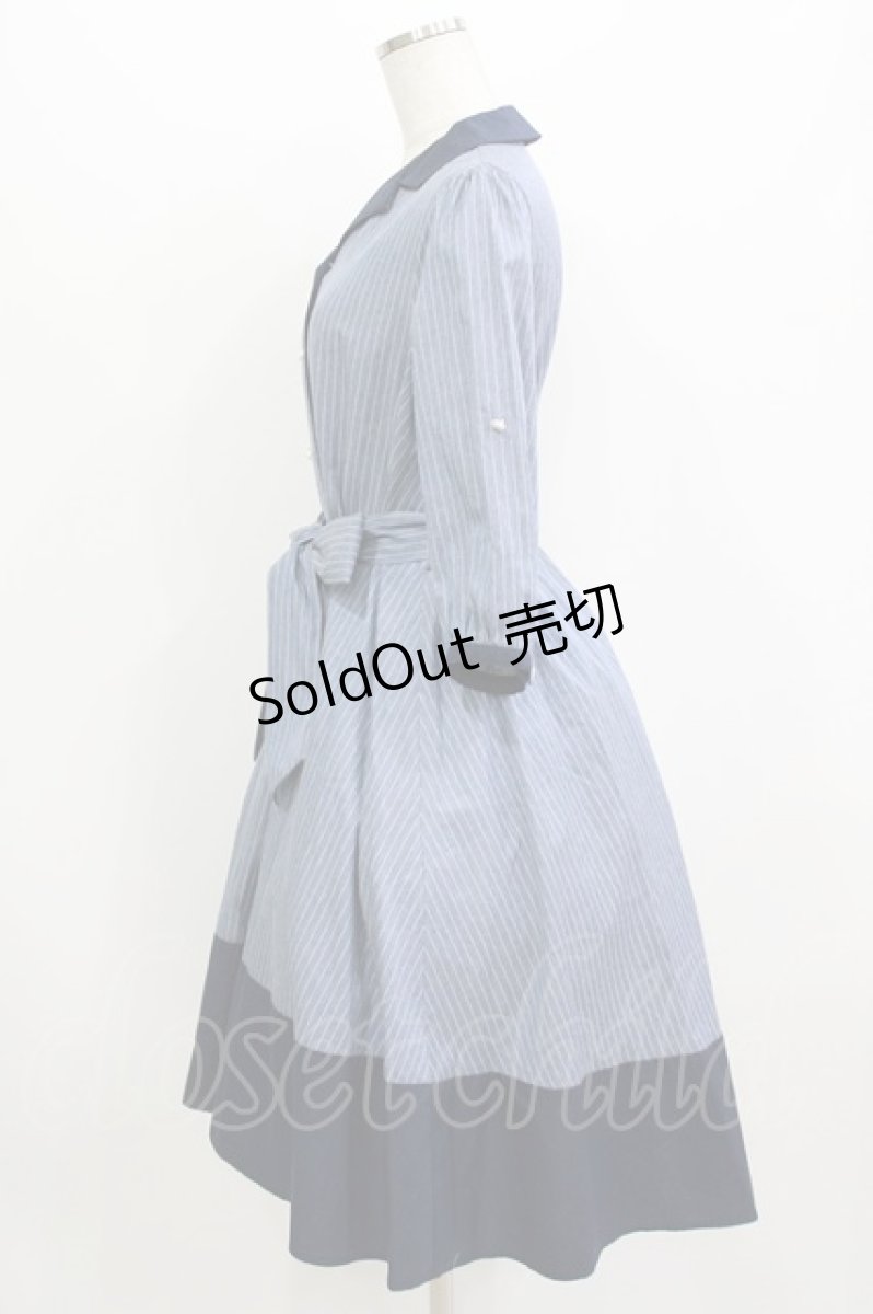 画像2: axes femme / バイカラーシャツワンピース M ネイビー H-26-07-25-1025-AX-BL-NS-ZH (2)