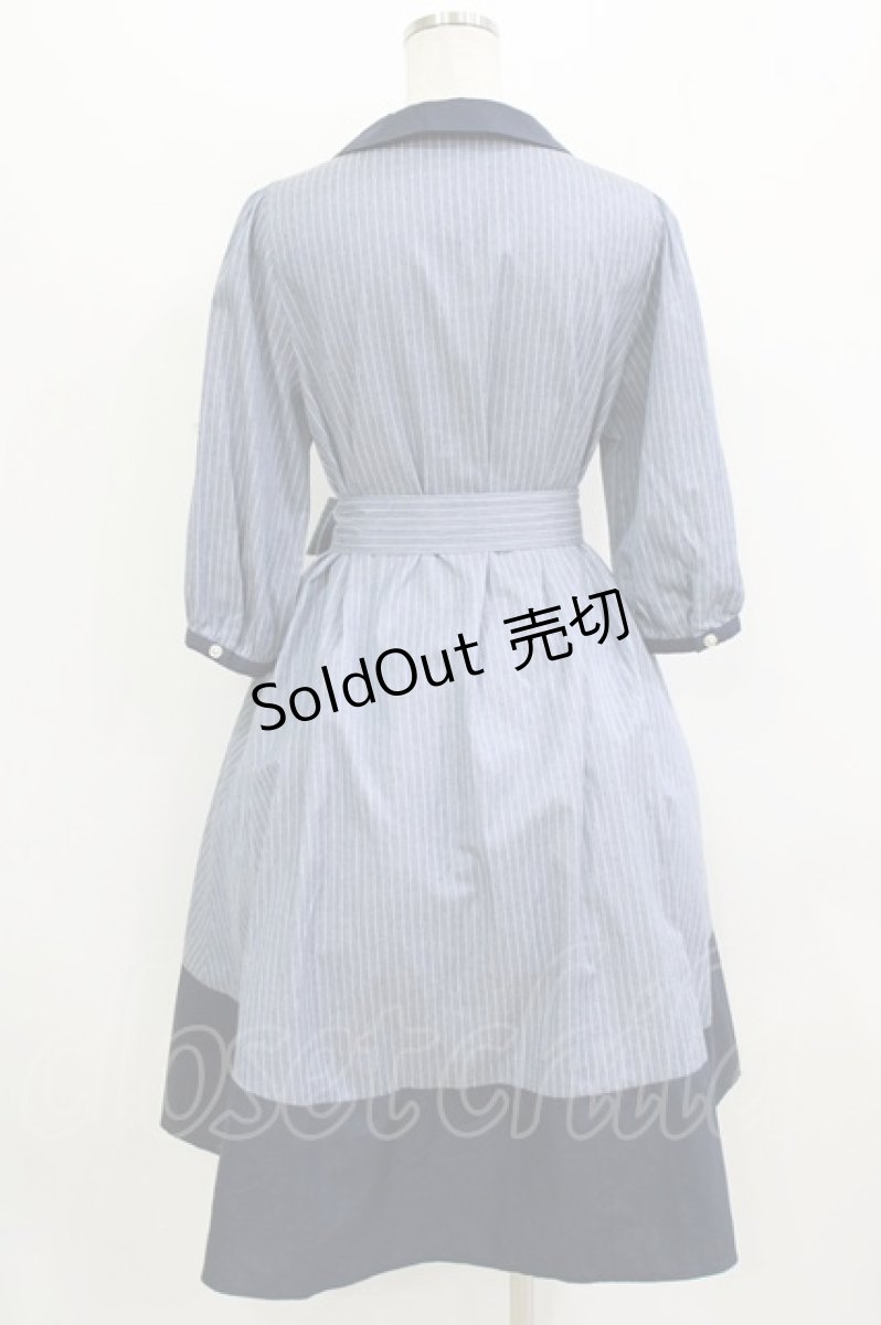 画像3: axes femme / バイカラーシャツワンピース M ネイビー H-26-07-25-1025-AX-BL-NS-ZH (3)