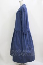 画像2: Jane Marple Dans Le Salon / Coating typewriter marine collar dress M ブルー H-26-07-25-002-JM-OP-KB-ZH (2)
