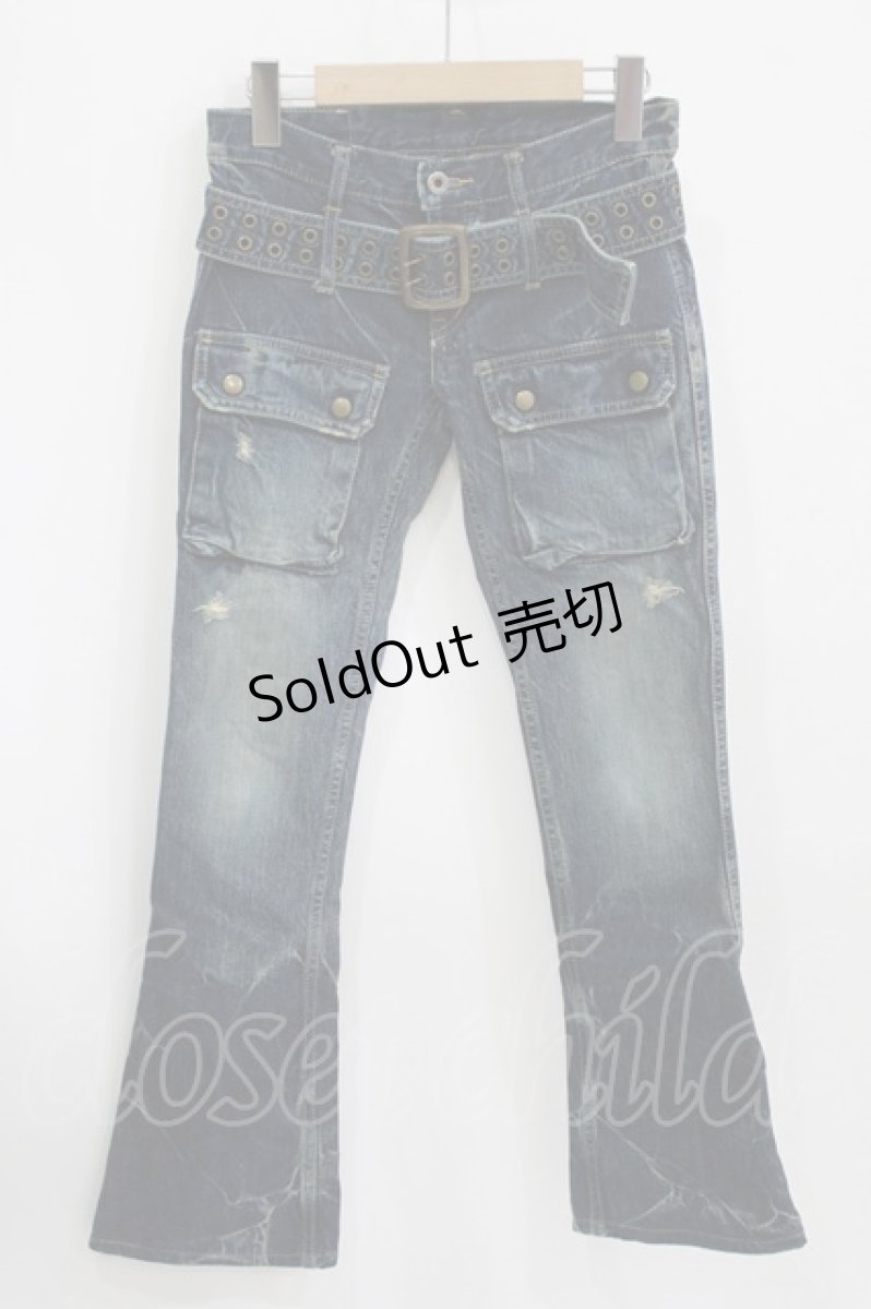 画像1: HYSTERIC GLAMOUR / ベルト付きダメージデニム XS 青 H-26-07-25-016-PU-PA-AK-ZH (1)