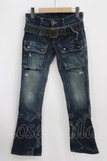 画像1: HYSTERIC GLAMOUR / ベルト付きダメージデニム XS 青 H-26-07-25-016-PU-PA-AK-ZH (1)