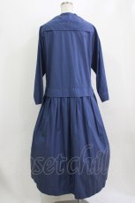 画像3: Jane Marple Dans Le Salon / Coating typewriter marine collar dress M ブルー H-26-07-25-002-JM-OP-KB-ZH (3)