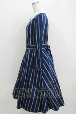 画像2: Jane Marple / Ribbon stripe jacquardのパブリックドレス  ネイビー H-26-07-25-003-JM-OP-KB-ZH (2)