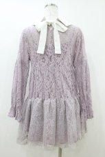 画像2: axes femme / 総レースティアードチュニック M ラベンダー H-26-07-26-034-AX-OP-NS-ZH (2)