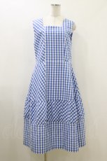 画像1: Jane Marple Dans Le Salon / Ripple gingham check sleeveless dress M ブルー H-26-07-26-1060-JM-OP-AK-ZH (1)