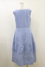 画像2: Jane Marple Dans Le Salon / Ripple gingham check sleeveless dress M ブルー H-26-07-26-1060-JM-OP-AK-ZH (2)