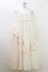 画像1: merry jenny / flower checkアシメワンピース FREE ピンク H-26-07-26-1061-LO-OP-AK-ZH (1)