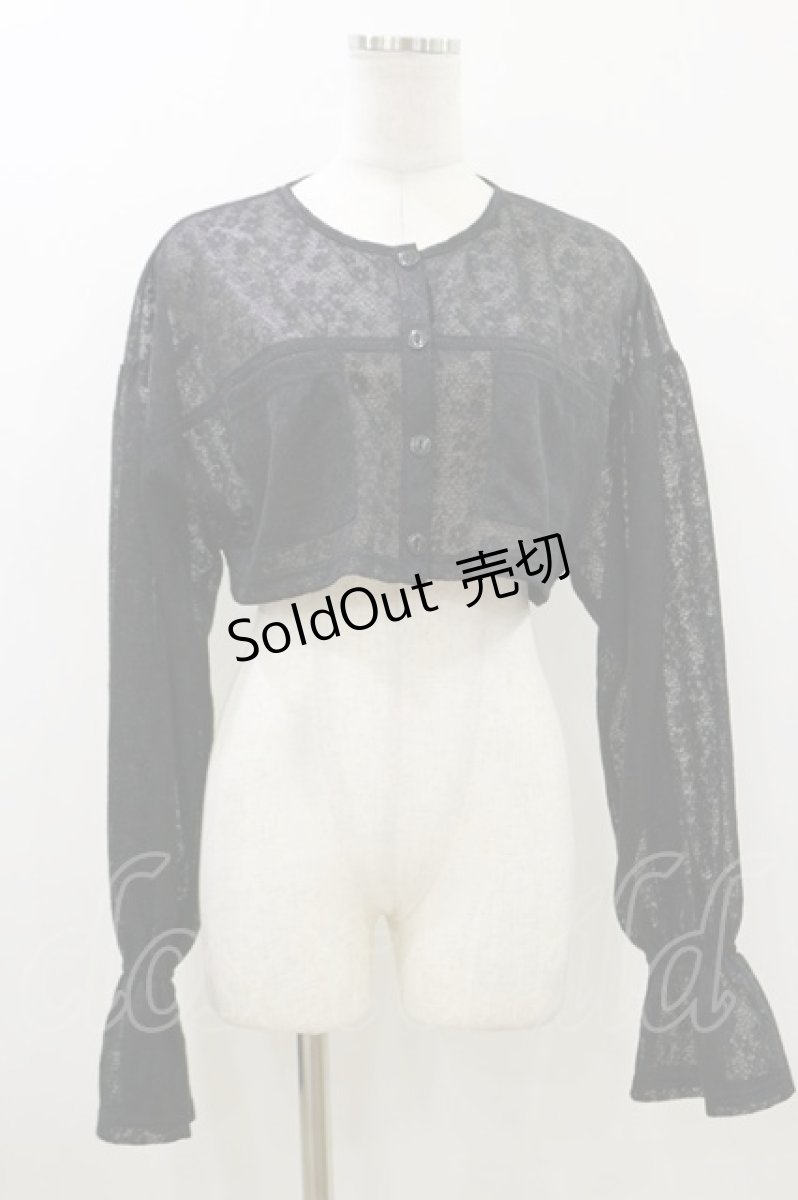 画像1: merry jenny / floralショートシアートップス FREE ブラック H-26-07-26-1036-LO-TO-AK-ZH (1)