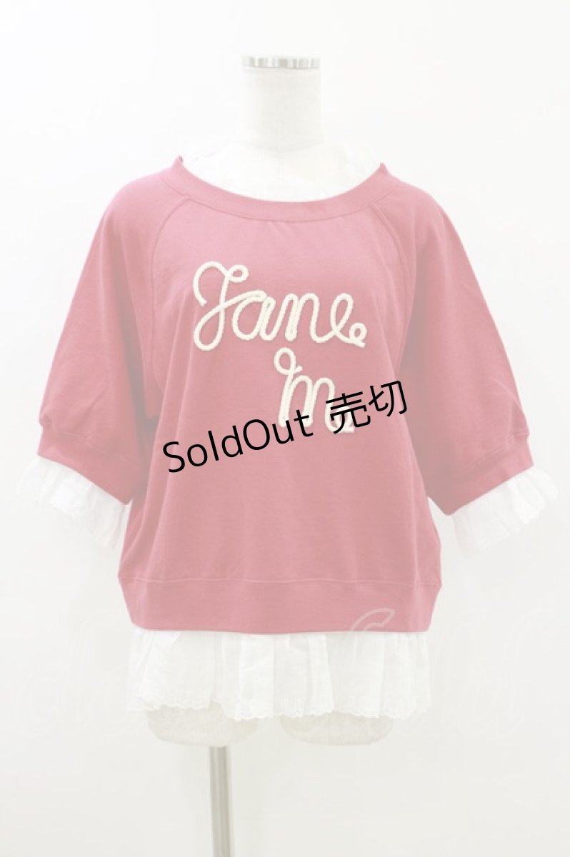 画像1: Jane Marple / Vintage lace-trim sweatshirt M レッド×オフ H-26-07-26-1038-JM-TO-AK-ZH (1)