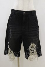 画像1: Candy Stripper / DAMAGE SHORT DENIM PANTS 2 BLACK H-26-07-26-1045-PU-PA-AK-ZH (1)