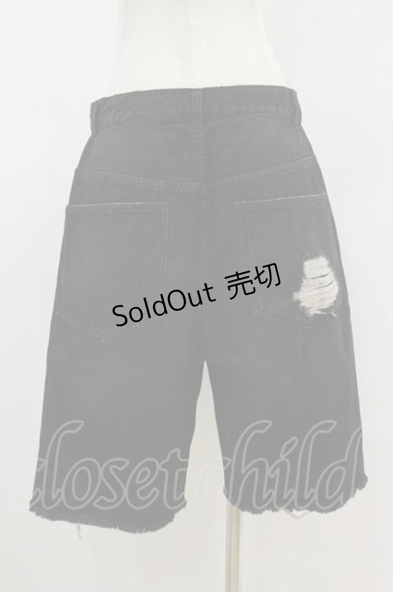 画像2: Candy Stripper / DAMAGE SHORT DENIM PANTS 2 BLACK H-26-07-26-1045-PU-PA-AK-ZH (2)