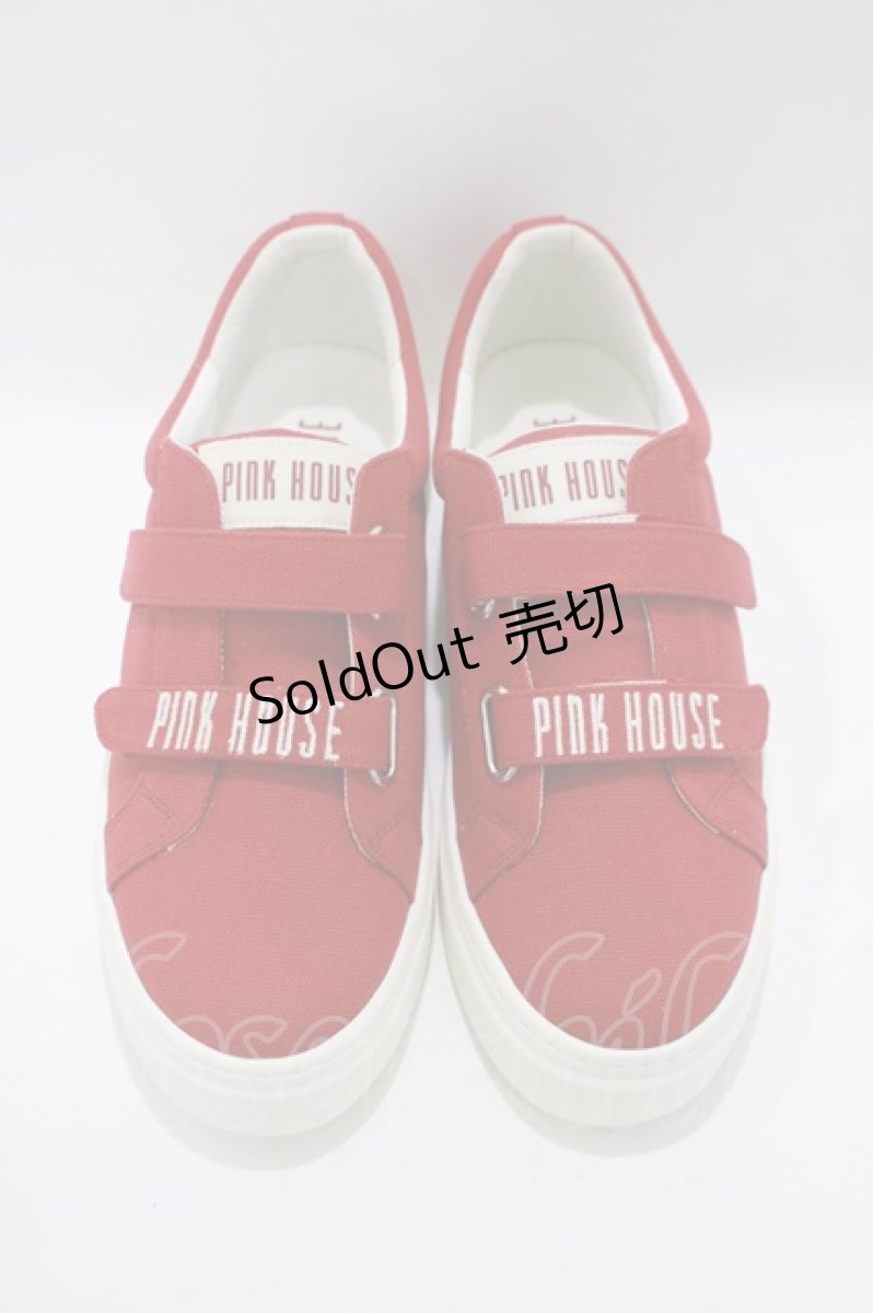 画像1: PINK HOUSE / ピンクハウスロゴ刺繍ベルクロスニーカー 4(L/24.5cm) レッド H-26-07-26-003-LO-SH-NS-ZH (1)