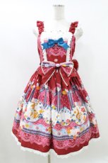 画像1: BABY,THE STARS SHINE BRIGHT / Pastoral Decoration Palette柄ヨークレースジャンパースカート Free エンジ H-26-07-27-003-BA-OP-NS-ZH (1)